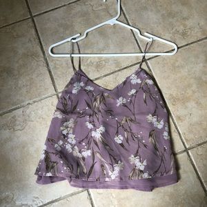 Purple Floral Spaghetti Strap Top